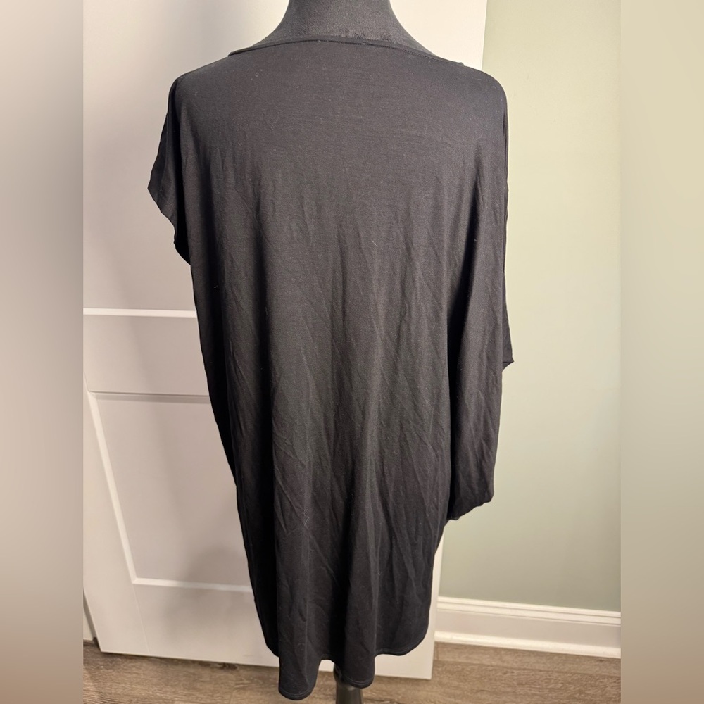 Eileen Fisher black Tencel Knit Tunic asymmetrical boxy boho - Picture 5 of 8